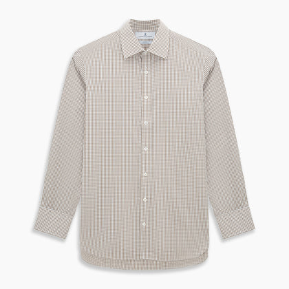 Coffee Micro Shadow Check Mayfair Shirt Image 6