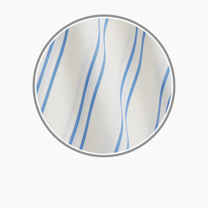 Blue and Off-White Stripe Cotton Fabric Image 2