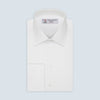 View 1 of product White Herringbone Superfine Cotton Shirt with T&A Collar and Double Cuffs