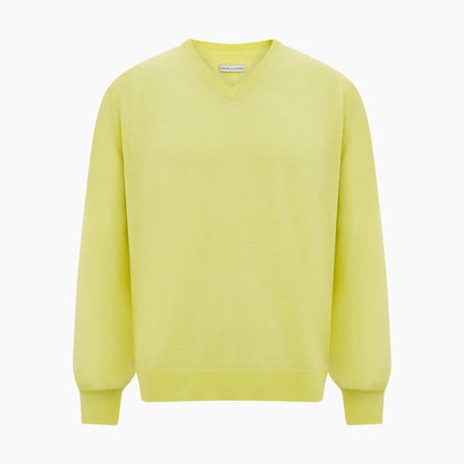 Bright Yellow Cashmere V-neck Jumper Image 4