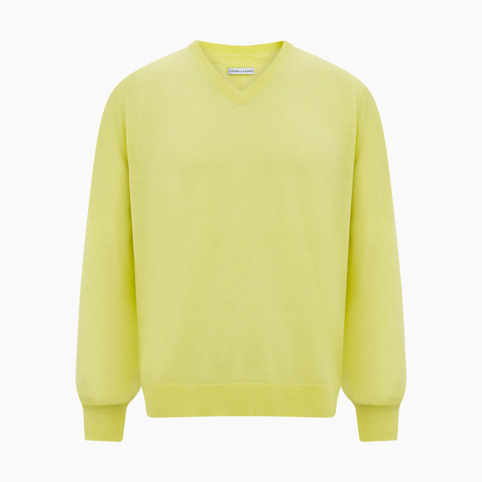 Bright Yellow Merino V-neck Jumper Image 4