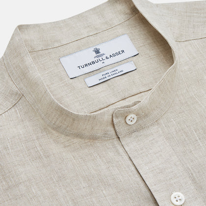 Light Oatmeal Linen Weekend Fit Unwin Shirt Image 1