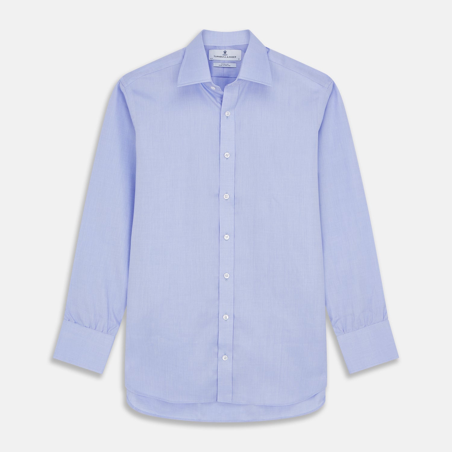 View 1 of product Blue Herringbone Regular Fit Shirt With Kent Collar