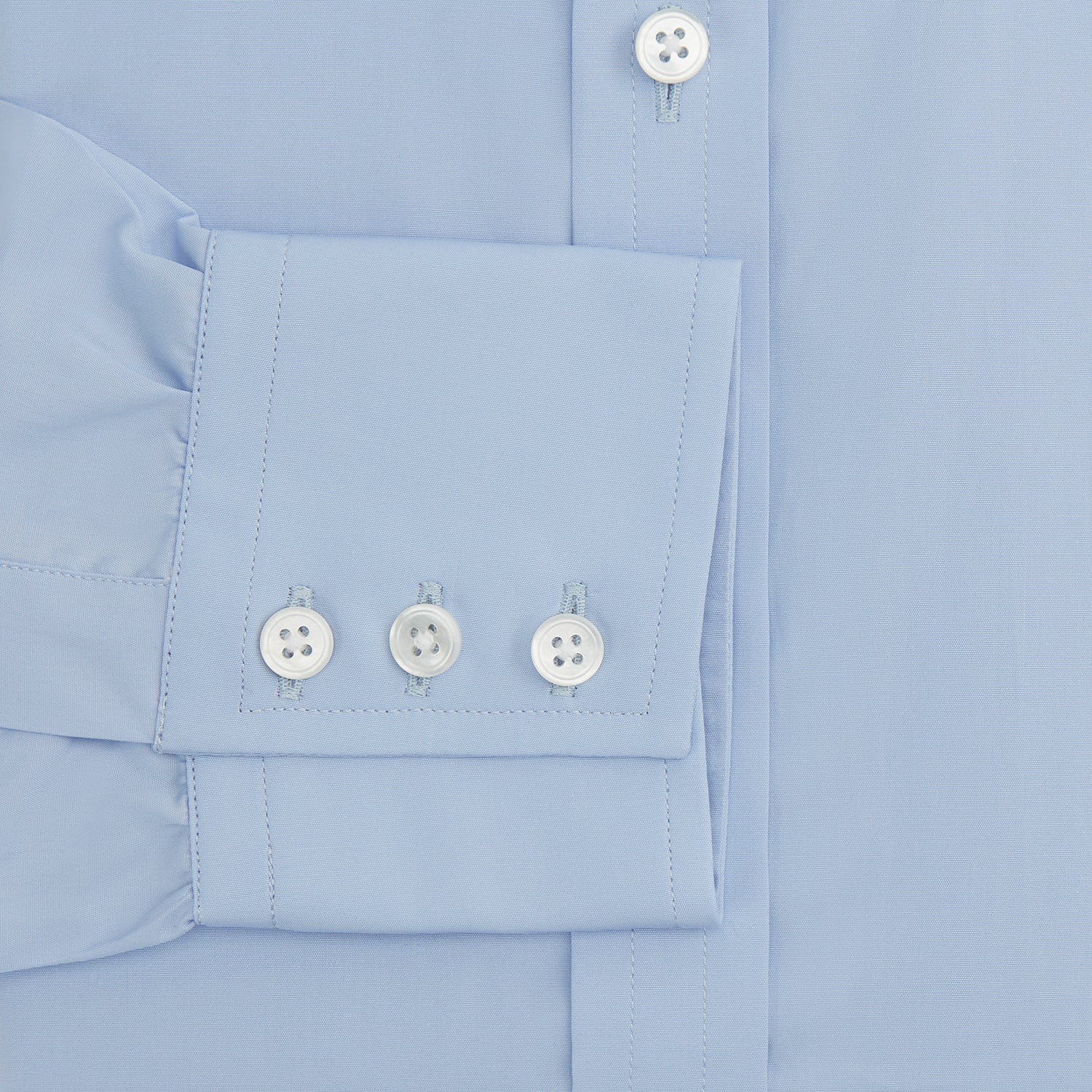 View 3 of product Blue Cotton Shirt with T&A Collar and 3-Button Cuffs