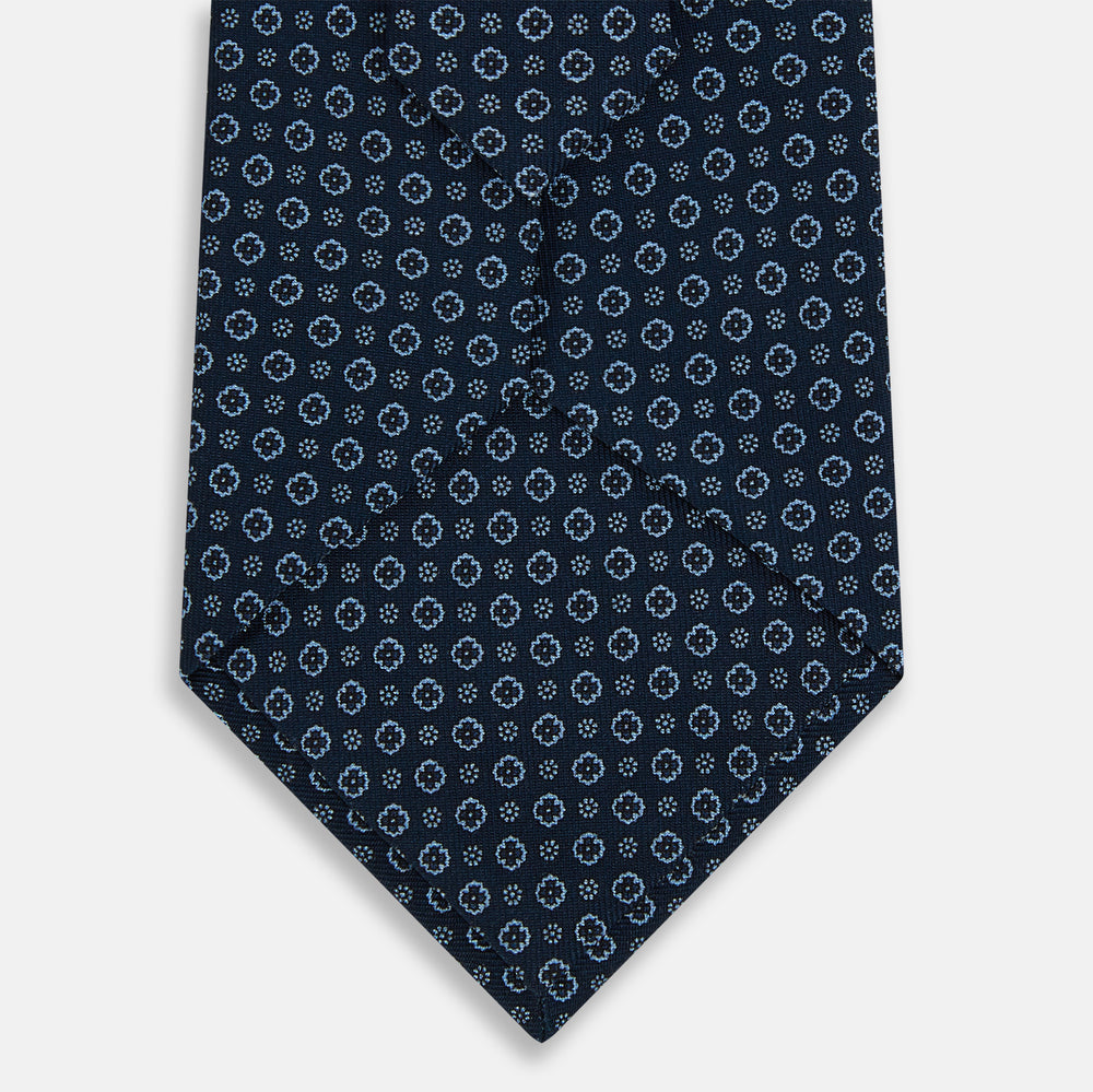 Navy Floral Silk Tie