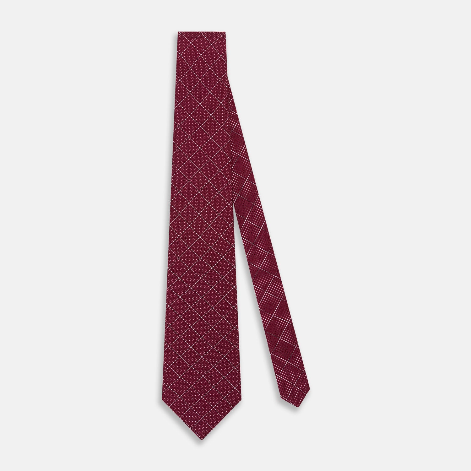 View 2 of product Burgundy Dotted Check Pattern Printed Silk Tie
