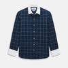 View 1 of product Indigo Windowpane Check Windsor Shirt with Contrast T&A Collar and Cuffs