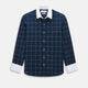 Indigo Windowpane Check Windsor Shirt with Constrast T&A Collar and Cuffs