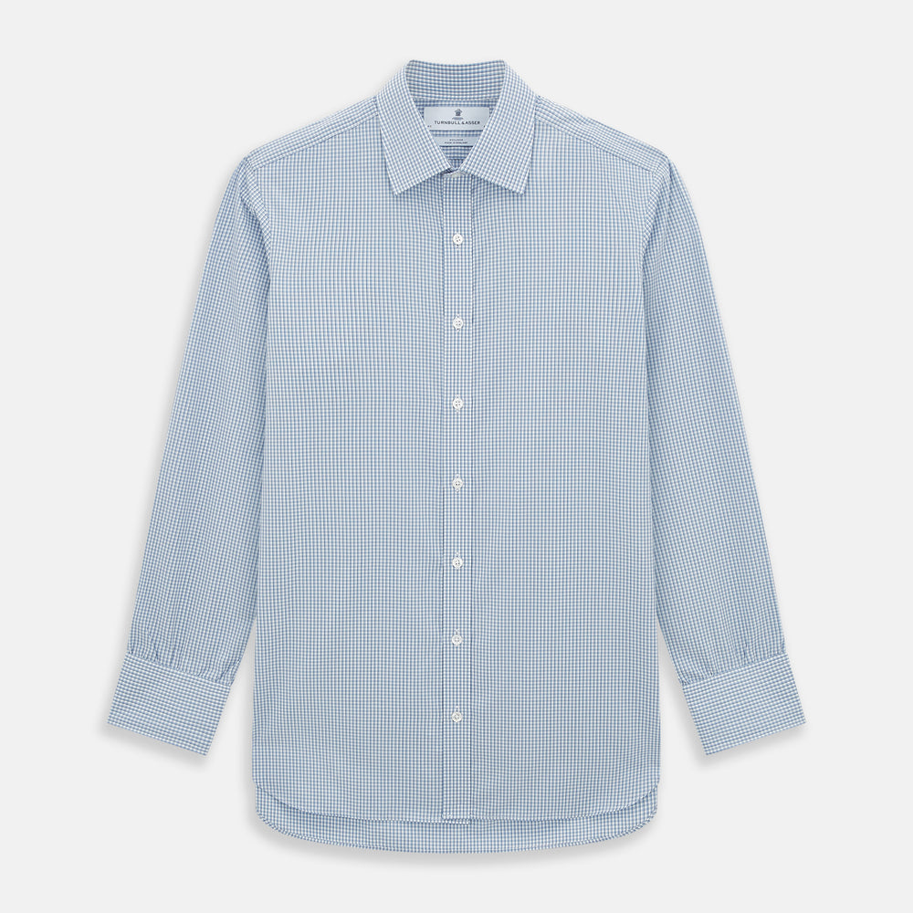 Blue Micro Shadow Check Mayfair Shirt