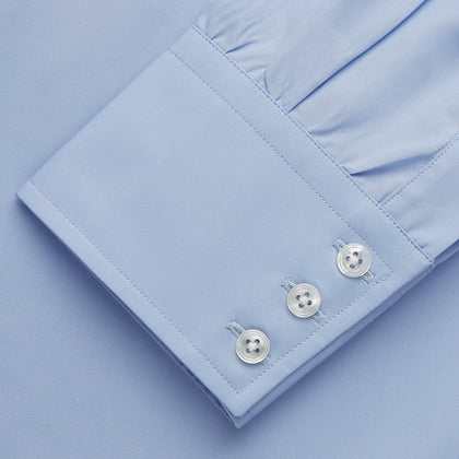 Tailored Fit Blue Cotton Shirt with Kent Collar and 3-Button Cuffs Image 3