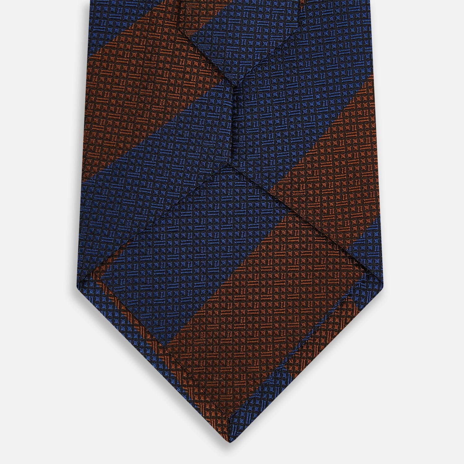 View 3 of product Brown and Navy Block Stripe Silk Tie