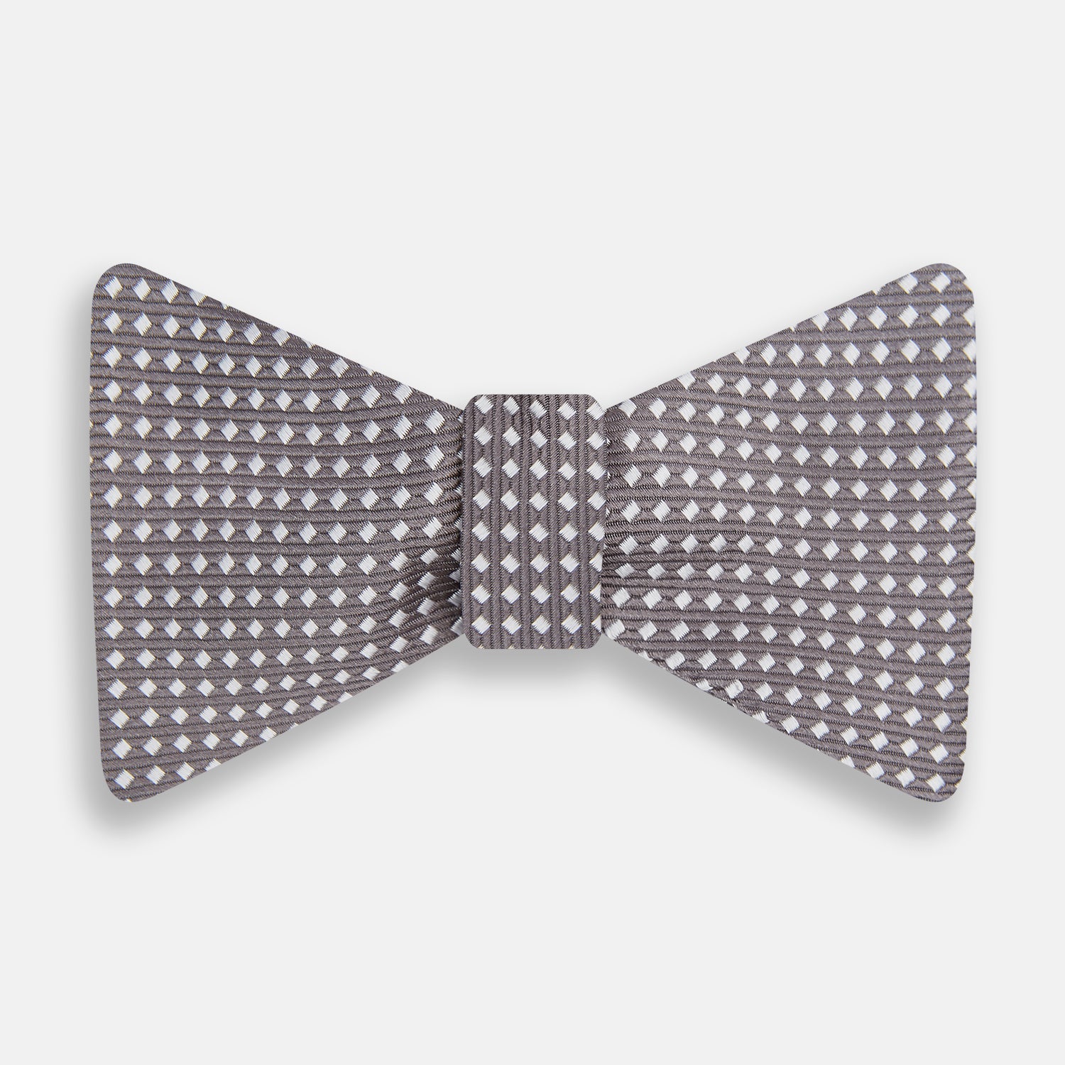 View 1 of product Grey and White Diamond Silk Bow Tie