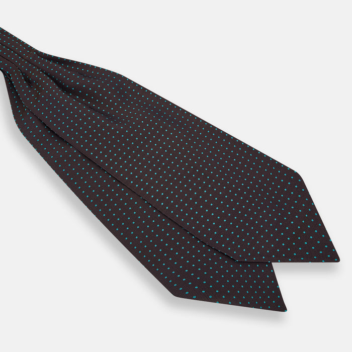 Blue and Dark Brown Micro Dot Silk Cravat Image 2