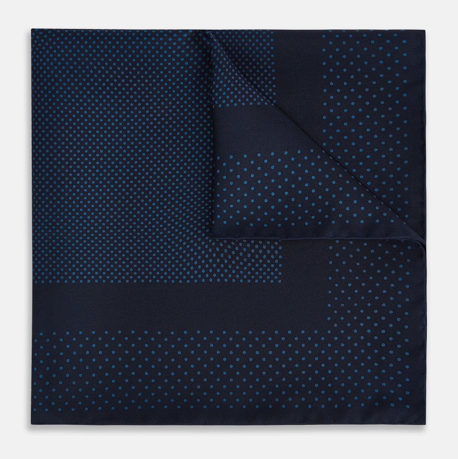 View 1 of product Navy and Blue Dot Silk Pocket Square