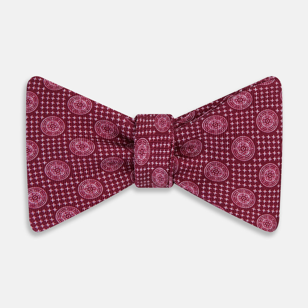 Burgundy Medallion Silk Bow Tie