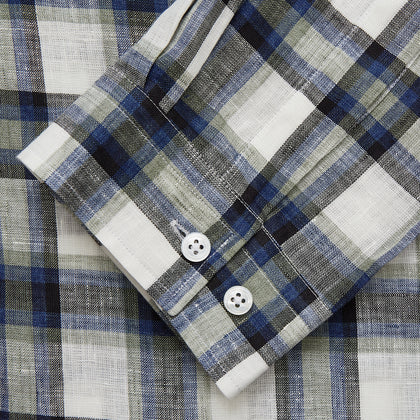 Green Multi Check Linen Holiday Fit Winnington Shirt Image 1