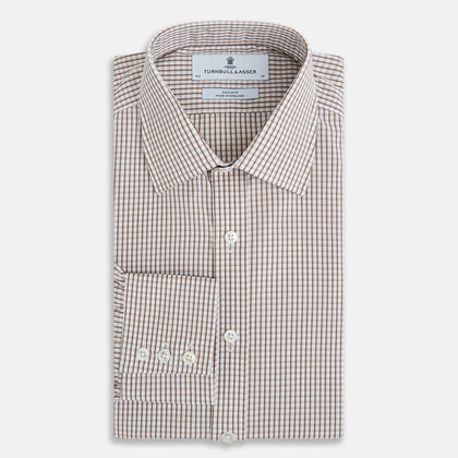 Coffee Micro Shadow Check Mayfair Shirt Image 4