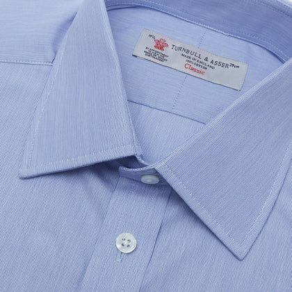 Blue Hairline Stripe Shirt with T&A Collar and 3-Button Cuffs Image 4