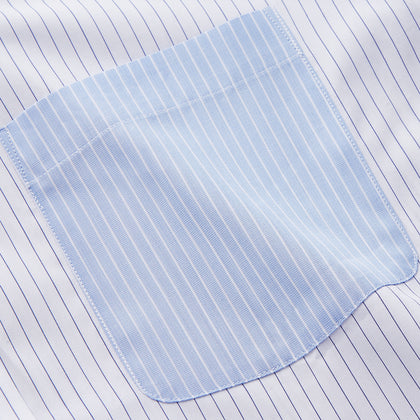White and Blue Stripe Cotton RE-PURPOSE Weekend Fit Finch Shirt Image 1