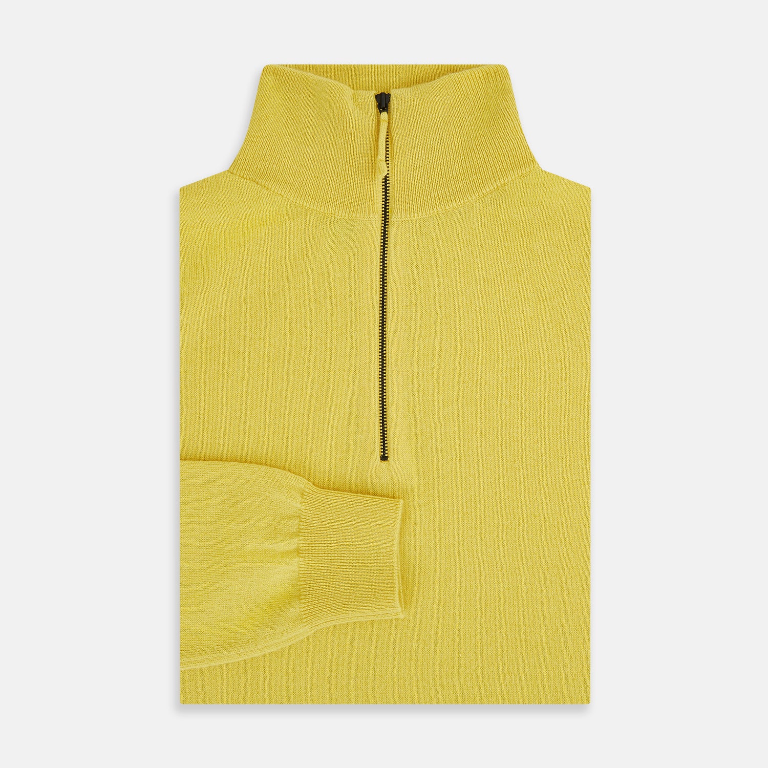 View 4 of product Canary Yellow Half-Zip Cashmere Jumper