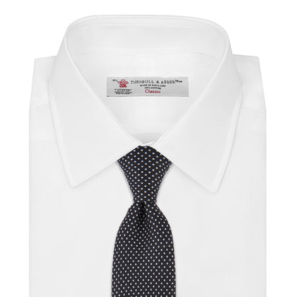 Black and White Spot Printed Silk Tie Image 1