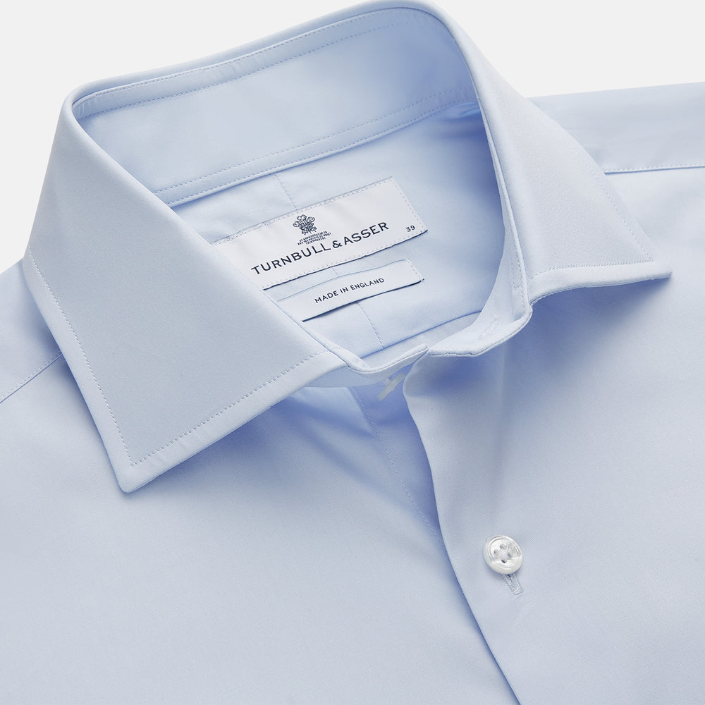 Tailored Fit Light Blue Cotton Shirt with Kent Collar and 3-Button Cuffs