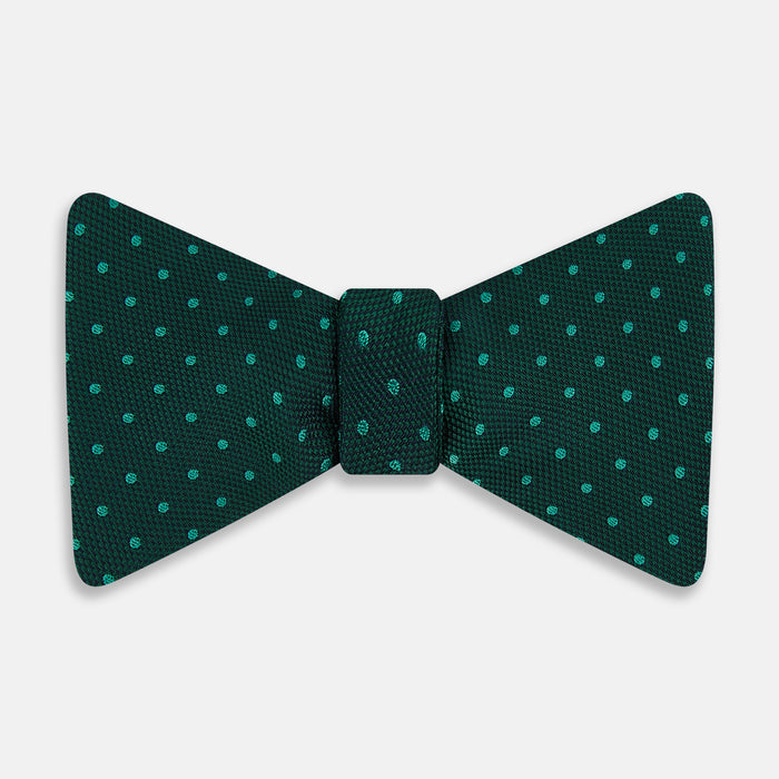 Dark Green and Navy Micro Dot Silk Bow Tie