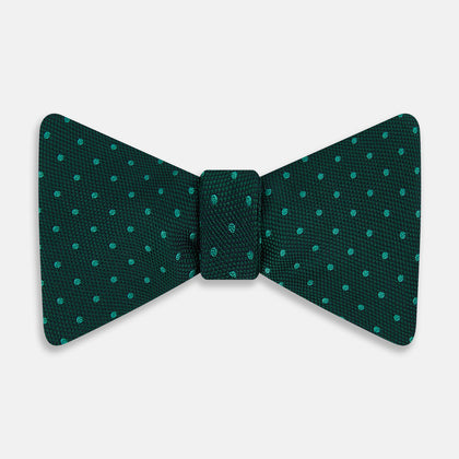 Dark Green and Navy Micro Dot Silk Bow Tie Image 4