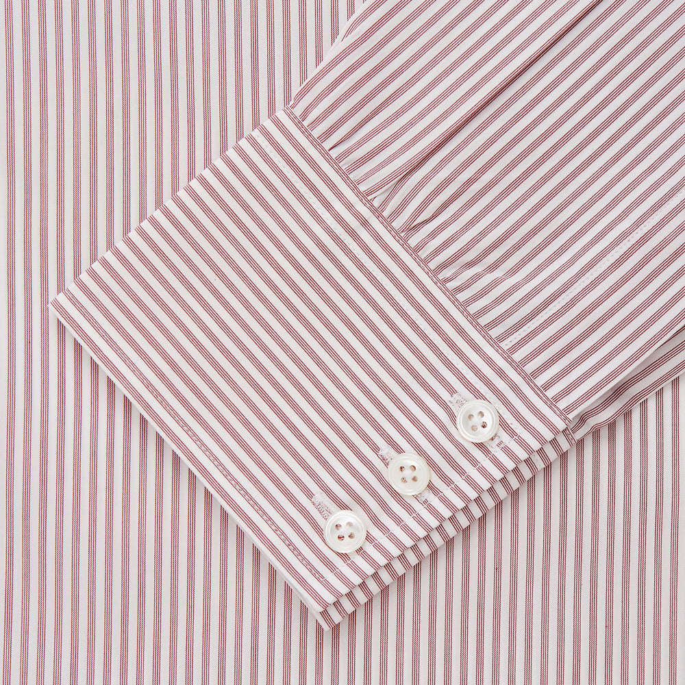 Burgundy Stripe West Indian Sea Island Cotton Regular Fit Mayfair Shirt