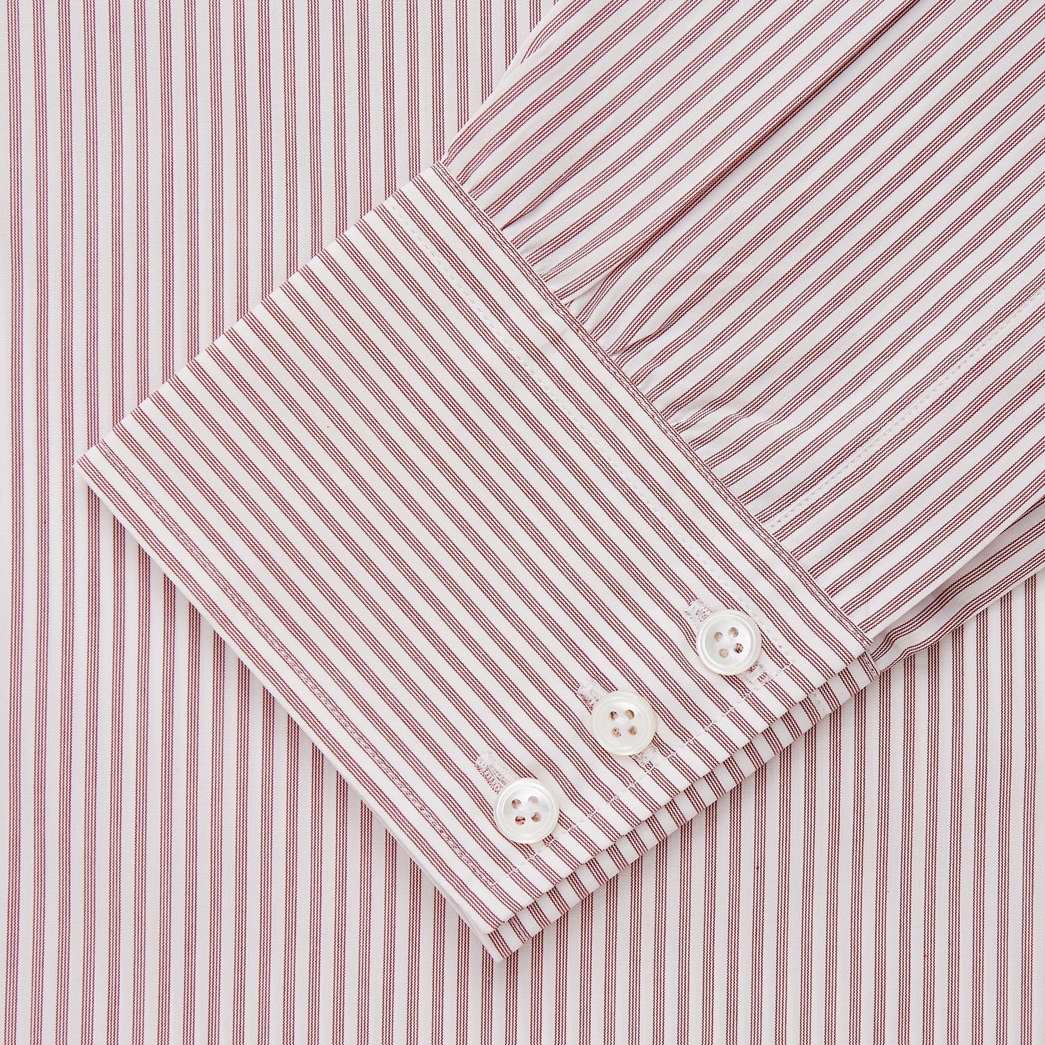 View 4 of product Burgundy Stripe West Indian Sea Island Cotton Regular Fit Mayfair Shirt