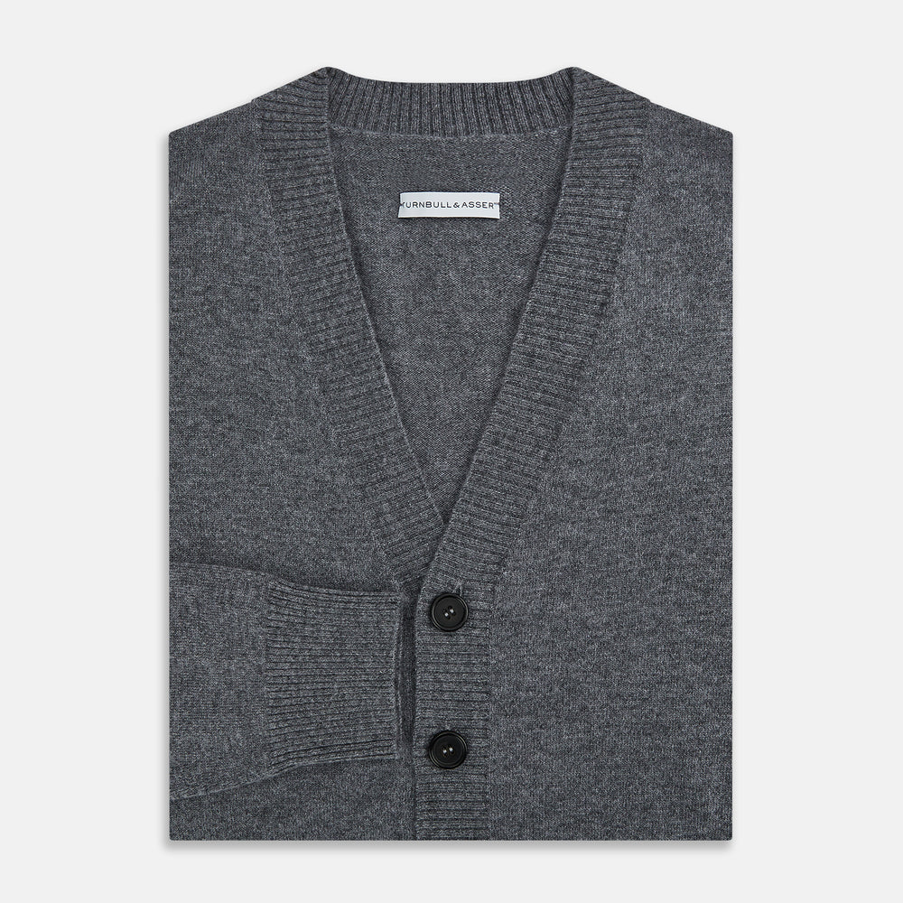 Grey Melange Cashmere Cardigan