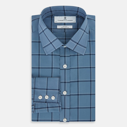 Steel Grey Grid Check Mayfair Shirt Image 4