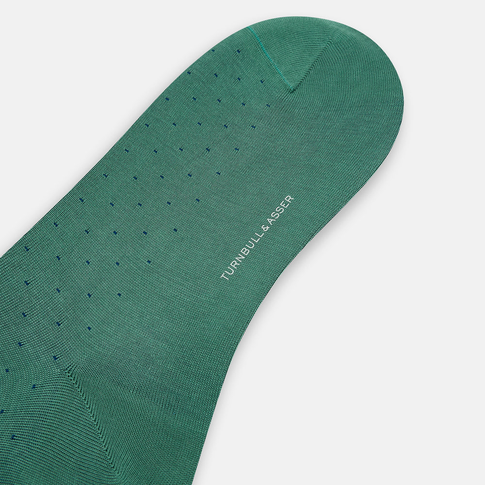 Forest Green/Navy Dot Mid-Length Socks