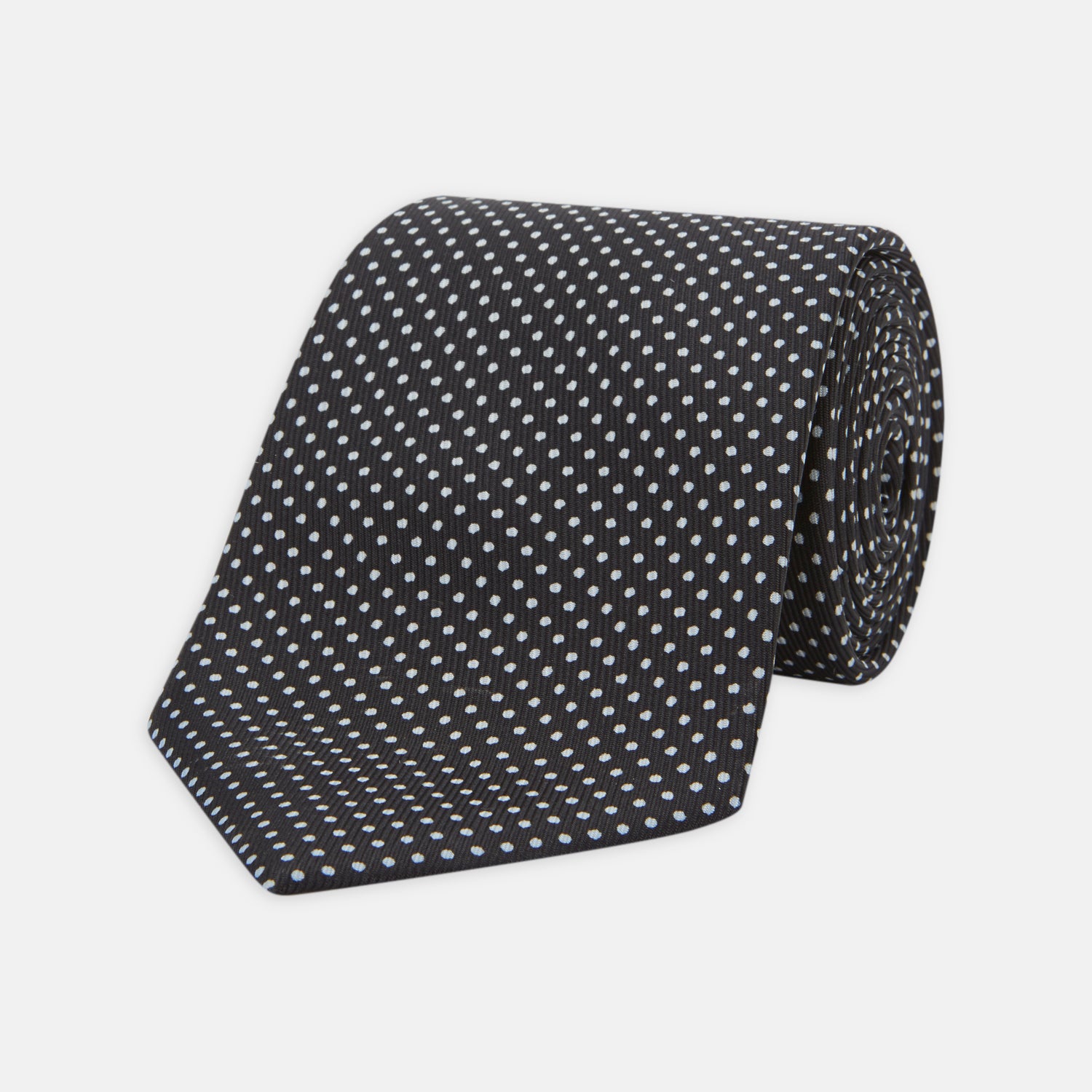 View 1 of product Black and White Small Spot Printed Silk Tie