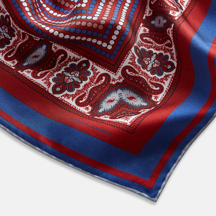 Red Dots and Paisley Silk Pocket Square