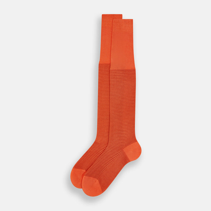 Orange Houndstooth Long Socks Image 1