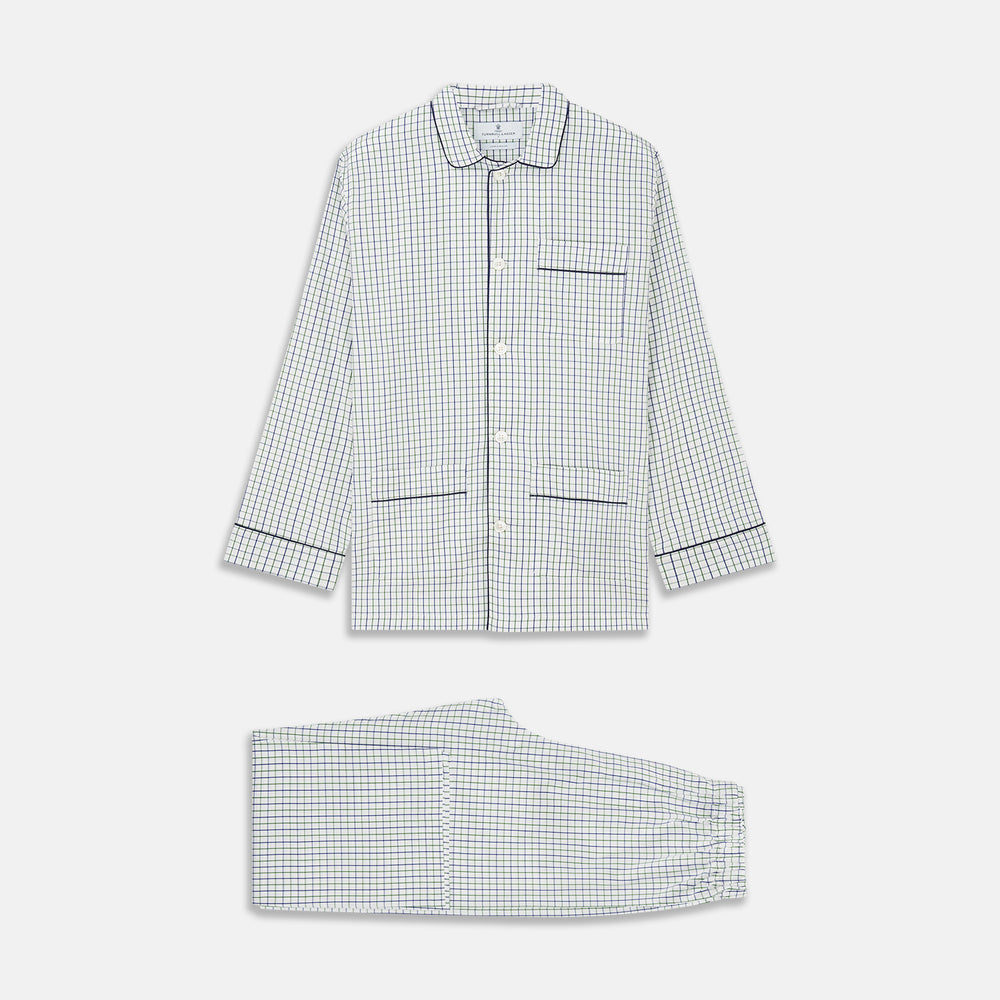 Green and Blue Check Cotton Hyde Pyjama Set