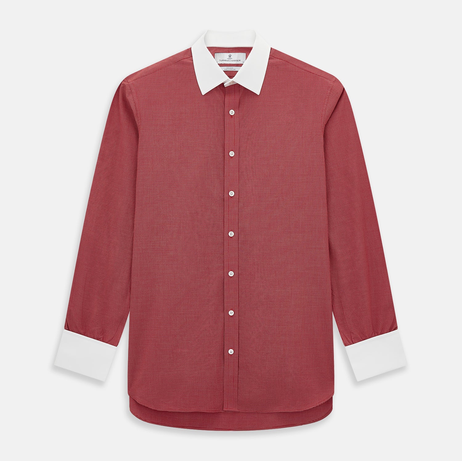View 1 of product Dark Red Pin Check  Shirt with Contrast T&A Collar and Cuffs