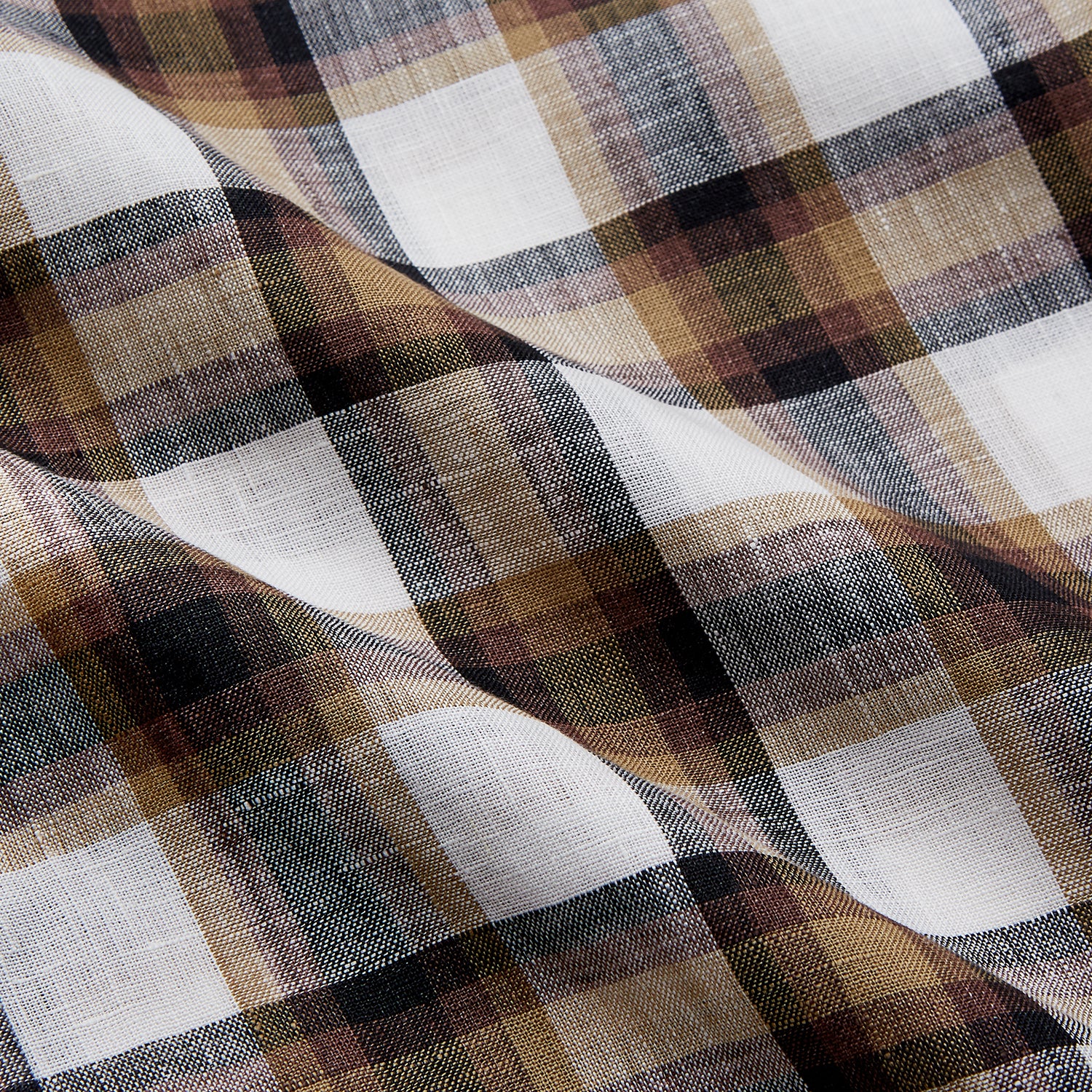 View 4 of product Brown Multi Check Linen Weekend Fit Hayne Shirt