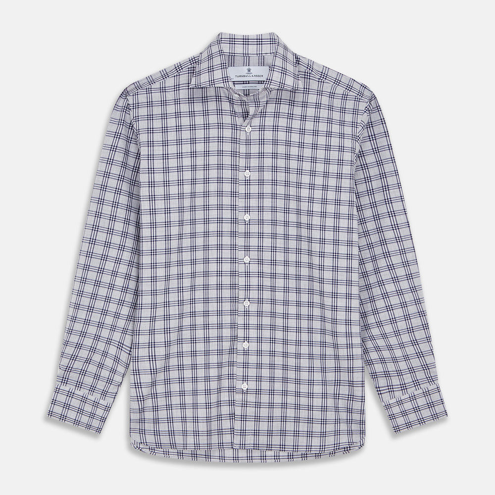 Grey Multi Check Cotton Tailored Fit Shelton Shirt