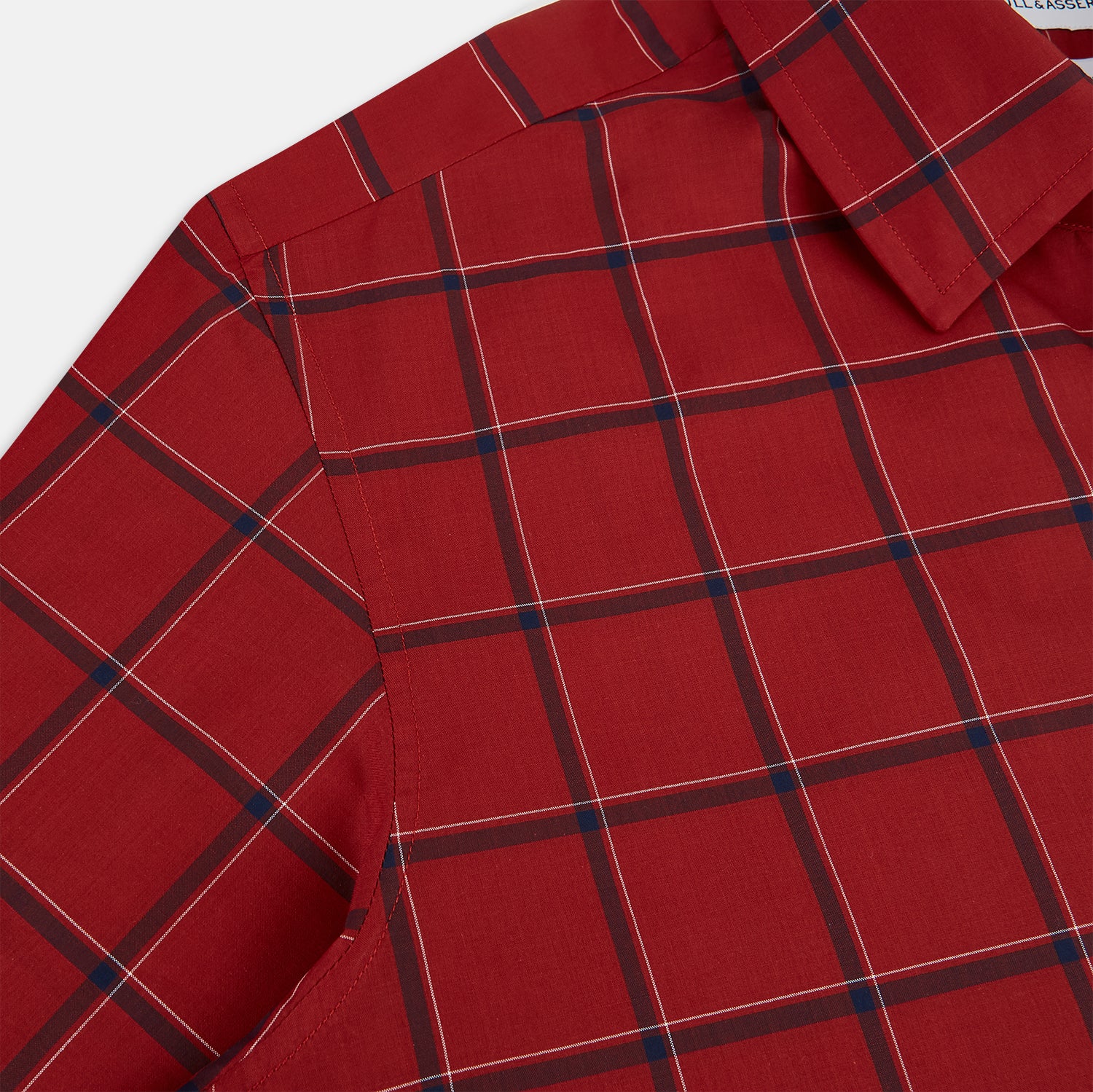 View 6 of product Dark Red Grid Check Windsor Shirt