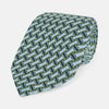 View 1 of product Light Blue and Chartreuse Lemon Weave Patterned Silk Tie