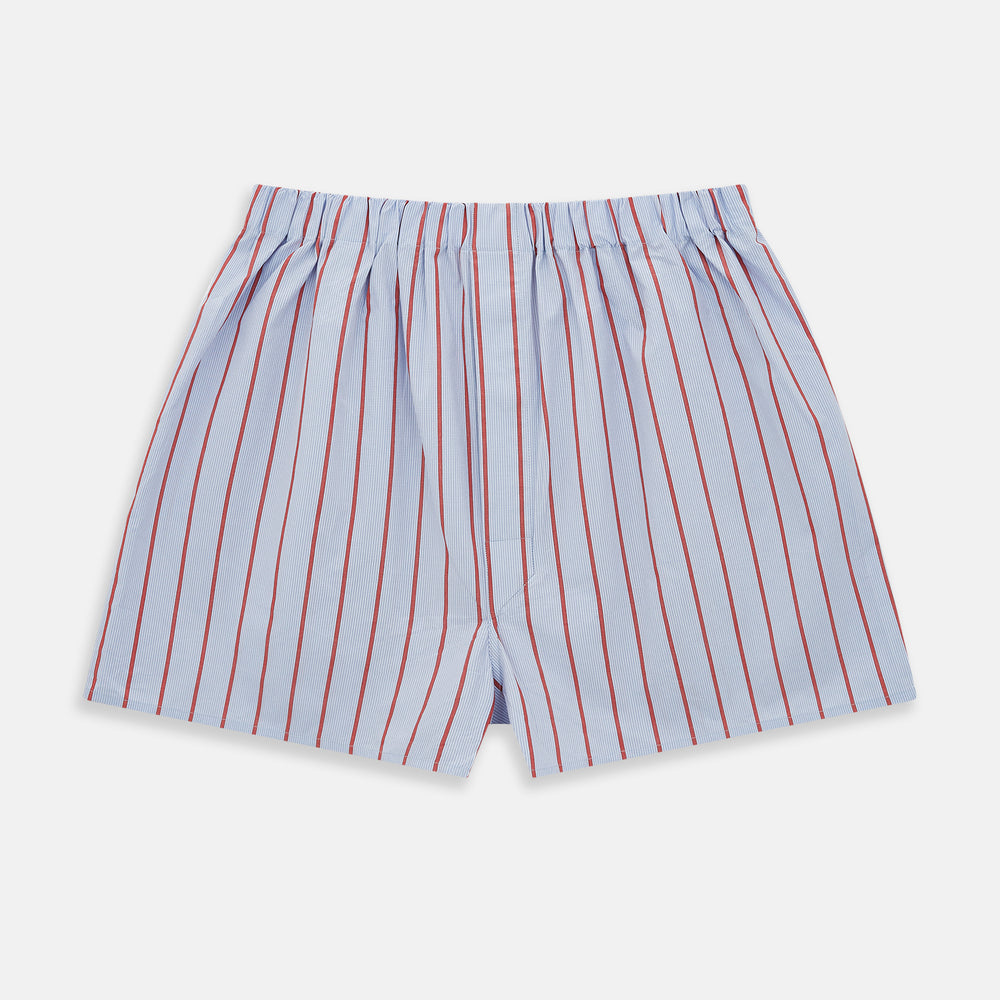 Pale Blue And Red Pinstripe Godfrey Boxer Shorts
