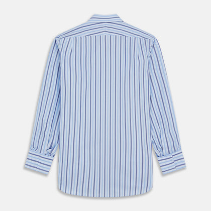 Pale Blue Multi Stripe Cotton Regular Fit Whitby Shirt Image 4