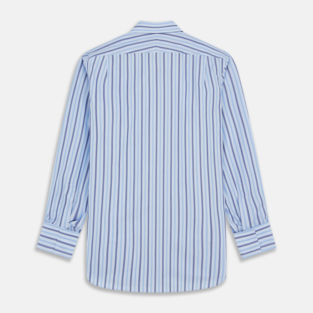 Pale Blue Multi Stripe Cotton Regular Fit Whitby Shirt