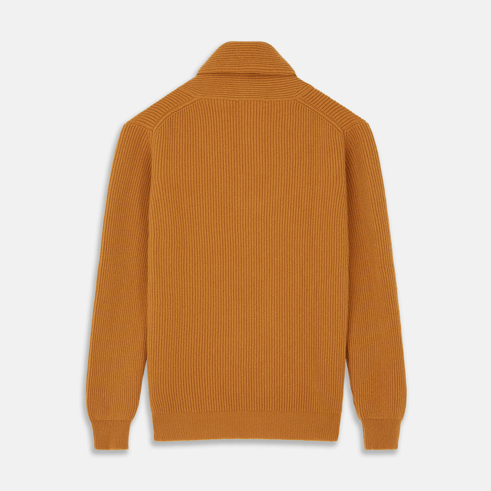 Gold Cashmere Shawl Neck Lytton Jumper