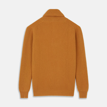 Gold Cashmere Shawl Neck Lytton Jumper Image 2
