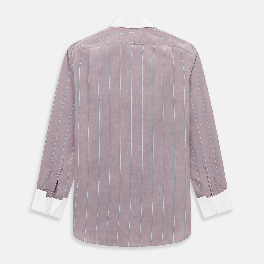 Light Porto Red Track Stripe Shirt with Contrast T&A Collar and Cuffs