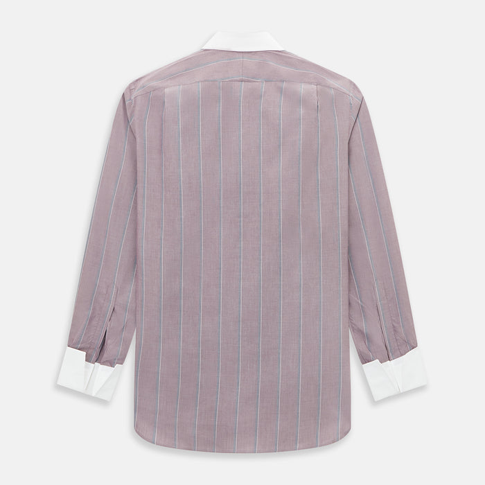 Light Porto Red Track Stripe Shirt with Contrast T&A Collar and Cuffs Image 2