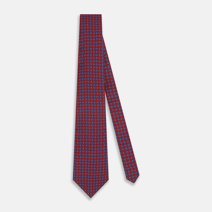 Red and Purple Miniature Paisley Silk Tie Image 1